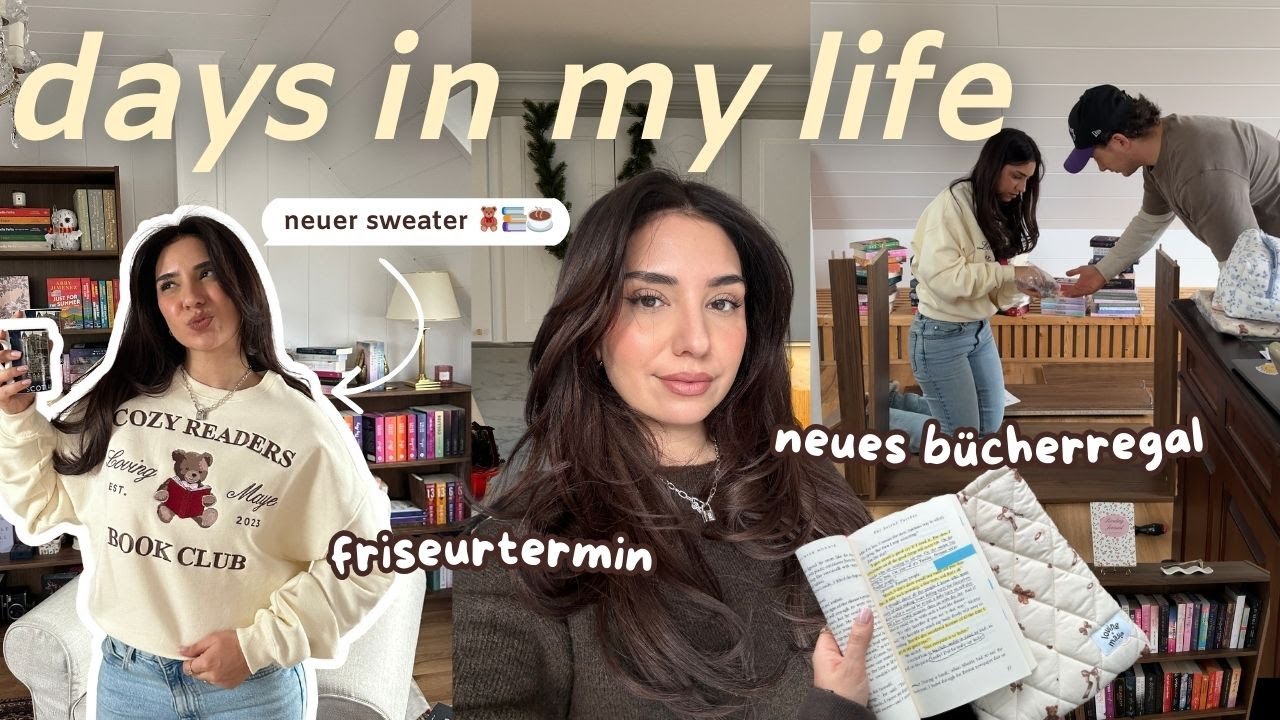 bücherregal aufbauen und einräumen, neuer haarschnitt, loving maye sweater 🤎🧸✨days in my life