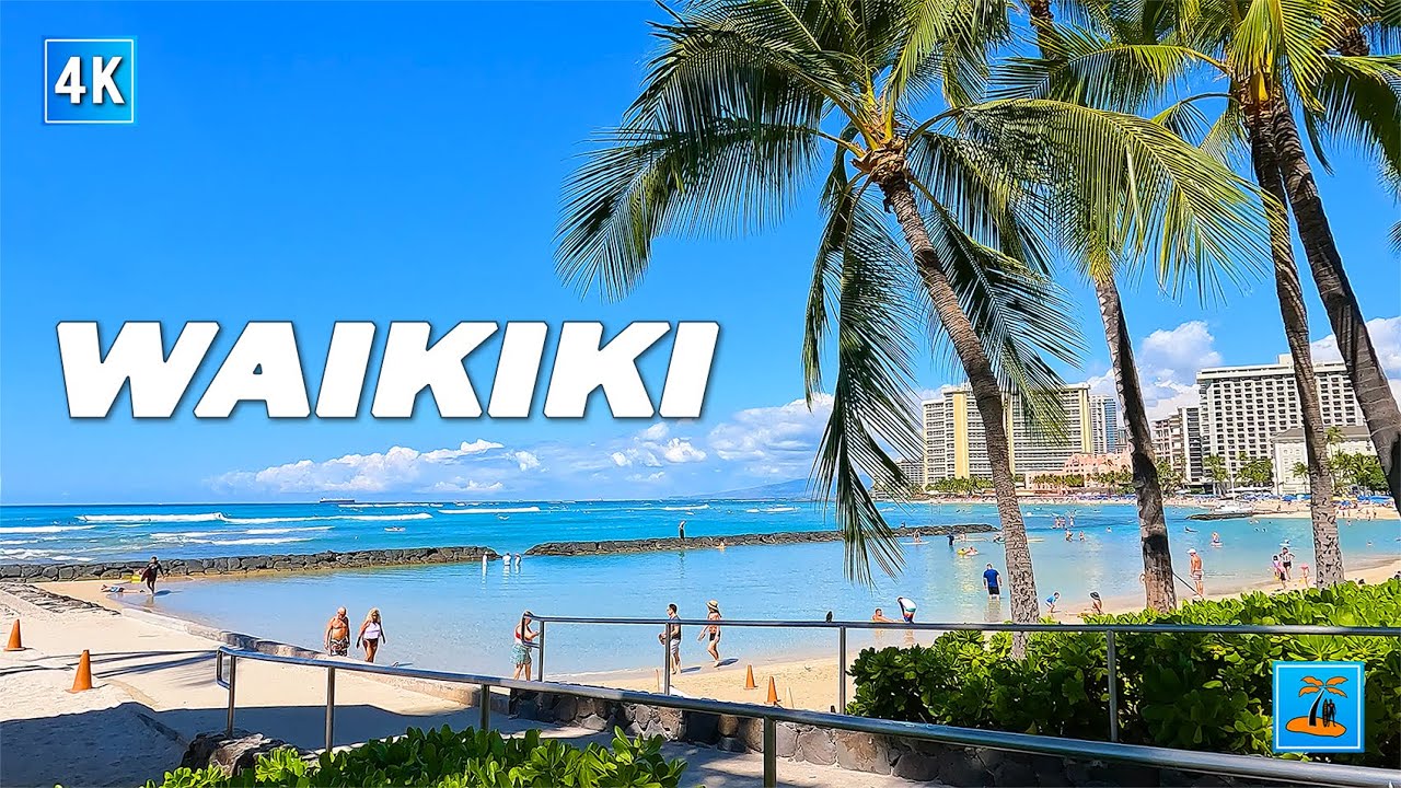 Waikiki Beach Walk | Queens Beach | Kuhio Beach | Kalakaua Ave 🌴 Hawaii 4K