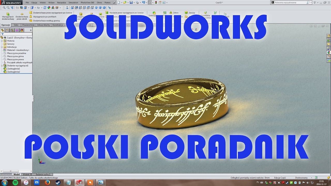 SolidWorks Tutorial - Podstawy SolidWorks'a - poradnik część 15 - podstawy [PL]