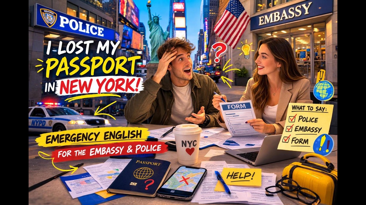 I Lost My Passport in New York! What to Say at the Police Station & Embassy | Speak BeautifulEnglish