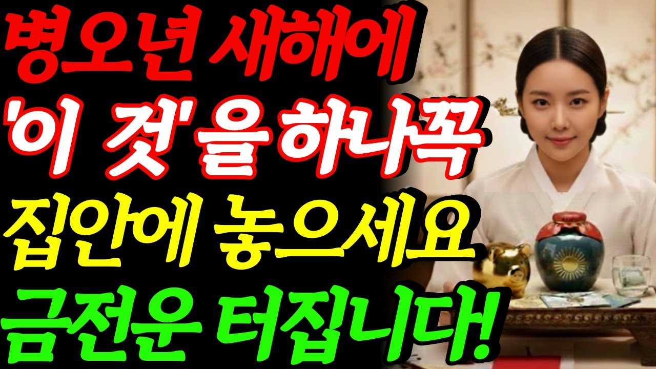 병오년 새해 '이 것' 하나 꼭 집안에 두세요!  근심 사라지고 금전운이 터집니다! | 재물운 | 금전운 | 돈복 | 대운 | 부자 풍수