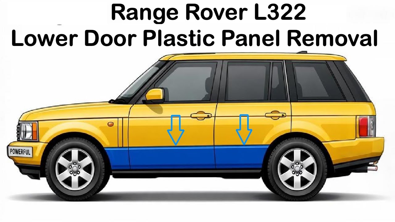 Снятие нижней пластиковой декоративной панели передней/задней двери Range Rover L322