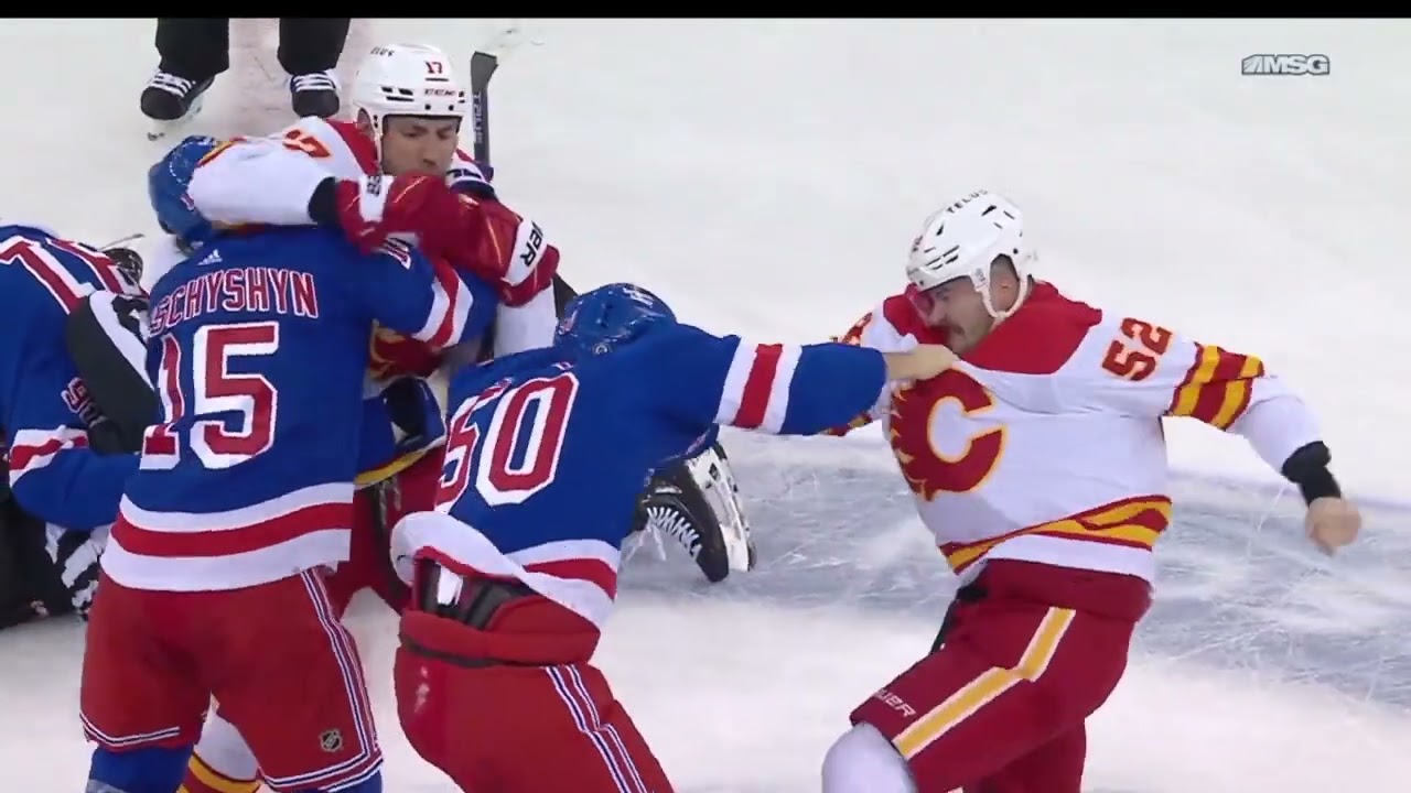 Trouba Hits & Fights w Extra Rough Stuff | MSG Network Feed | CGY vs NYR | Feb 6th, 2023