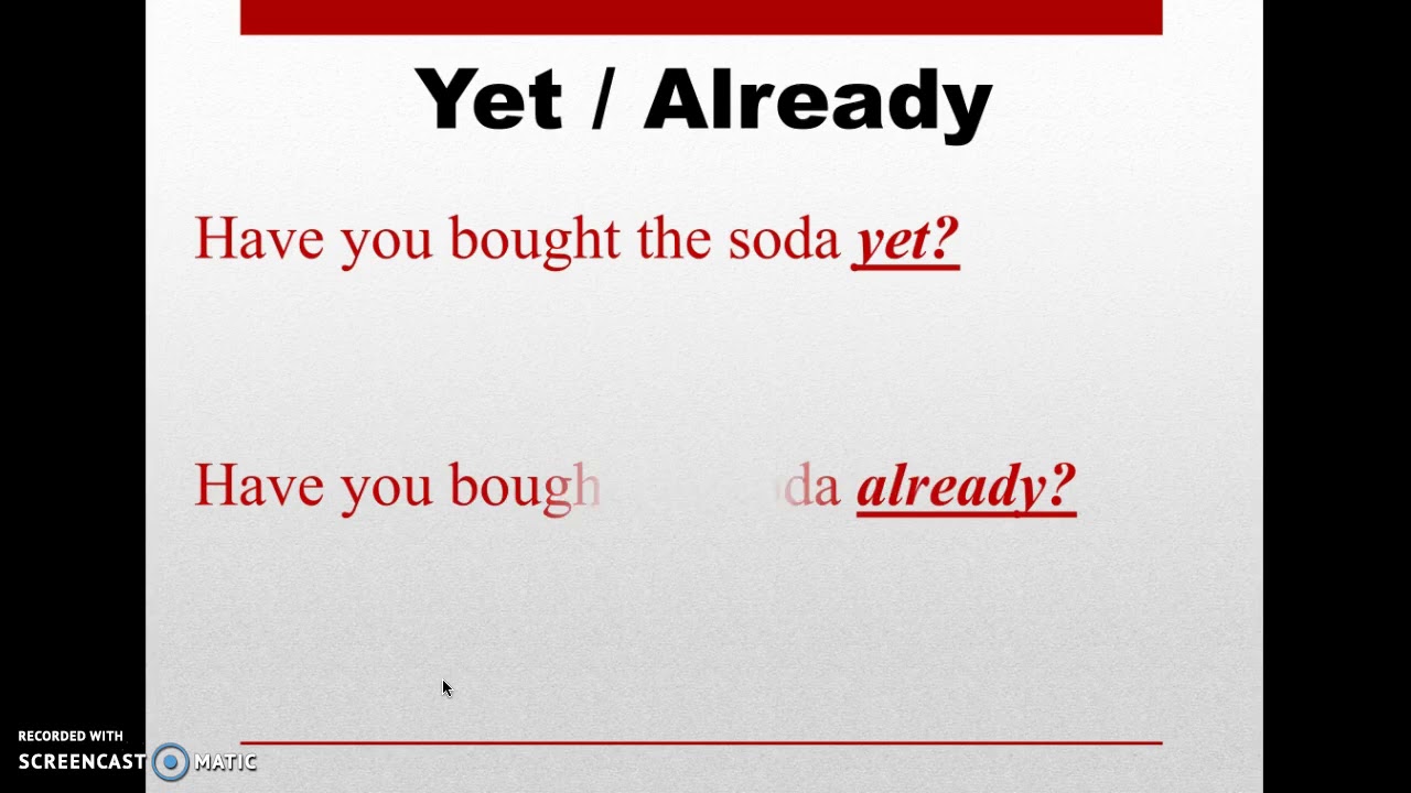 Present Perfect: Already, Yet, Still