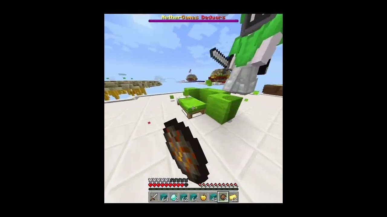 I did fireball jump in minecraft bedrock edition in bedwars. #shorts