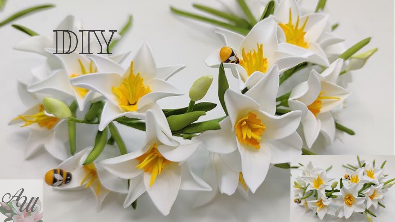 DIY/МК 🌿🌺🌿ОБОДОК НЕЖНОСТЬ😲 НАРЦИСС из ФОАМИРАНА без МОЛДОВ И ШАБЛОНОВ/FLOWERS from FOAMIRAN