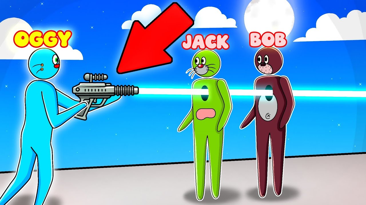 Oggy LASER Gun  vs Jack and Bob In SUPER SMASH! (Insane)