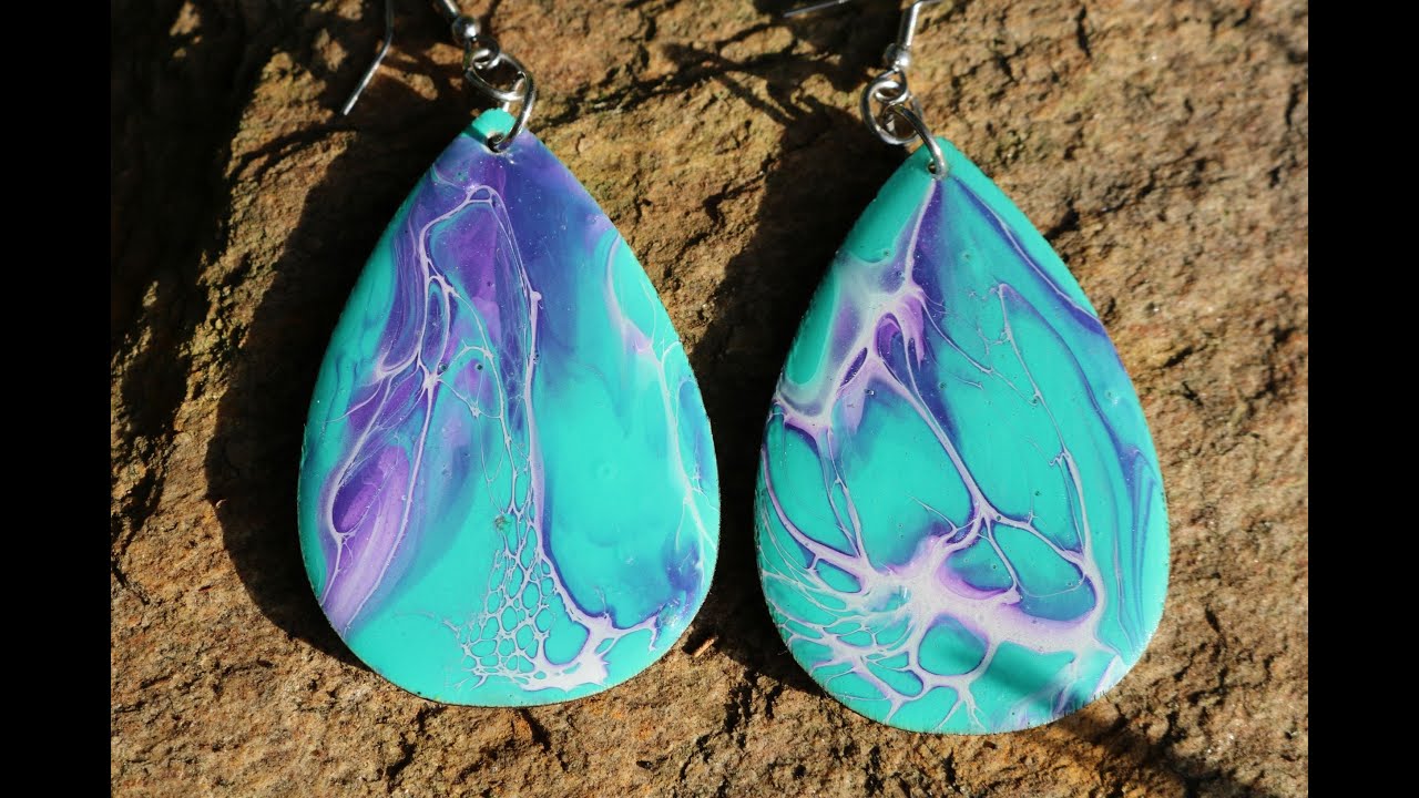(42) How to Make Wooden Paint Pour Earrings