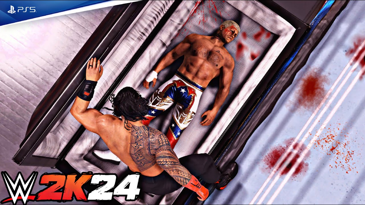 WWE 2K24 - Roman Reigns vs. Cody Rhodes - Casket Match At WrestleMania