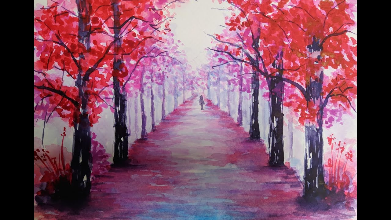Clase de pintura con acuarelas - Paisaje fácil