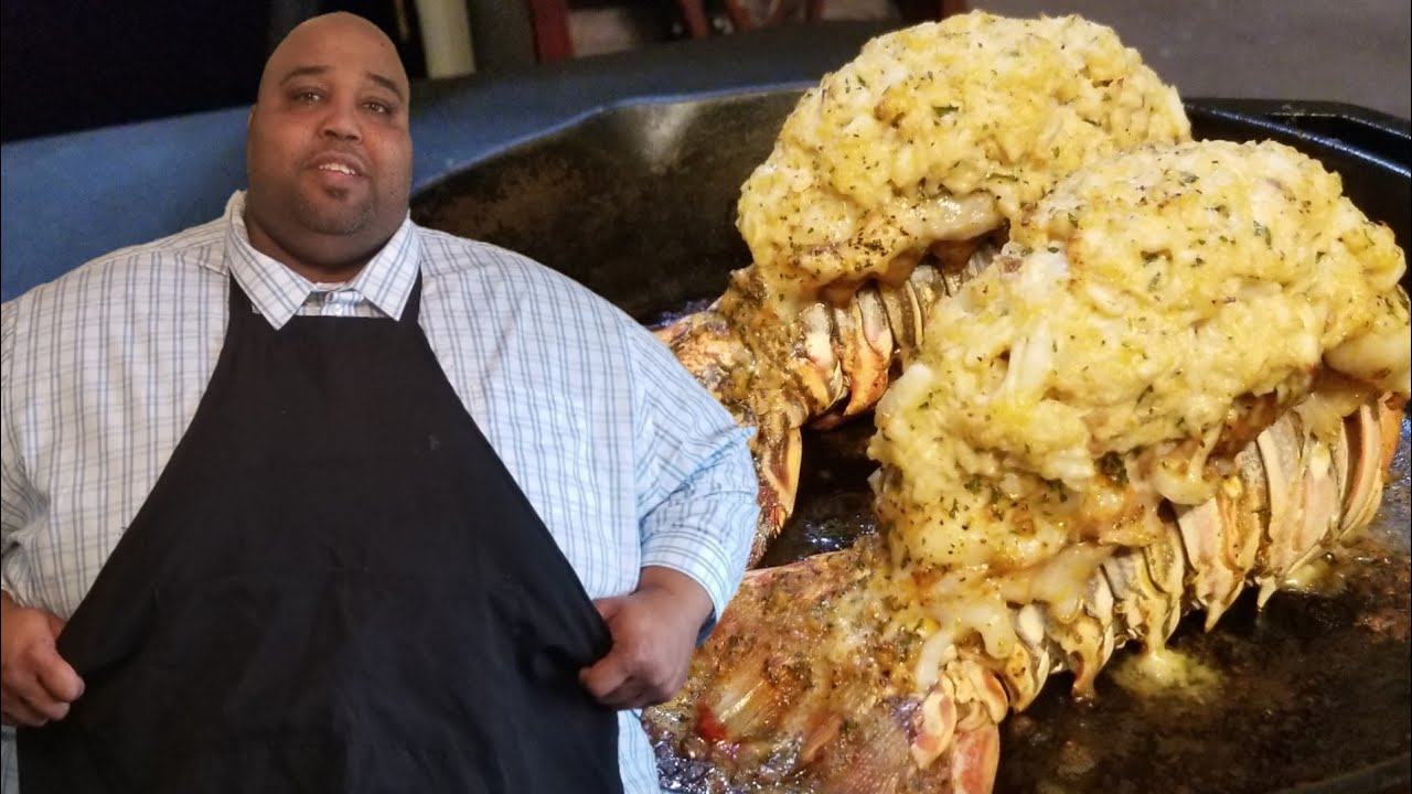 Seafood Stuffed Lobster Tails Recipe |  How to stuff a lobster tails.