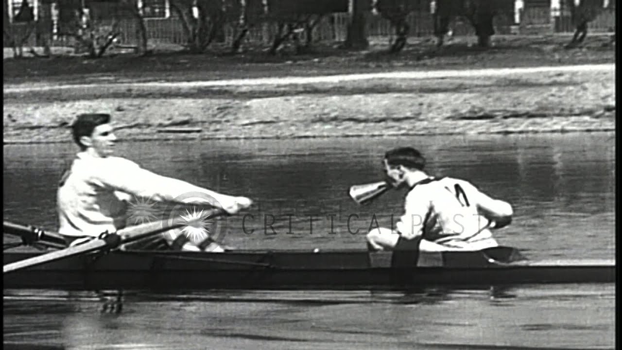 Franklin D Roosevelt Junior participates in crew workout at Cambridge, Massachuse...HD Stock Footage