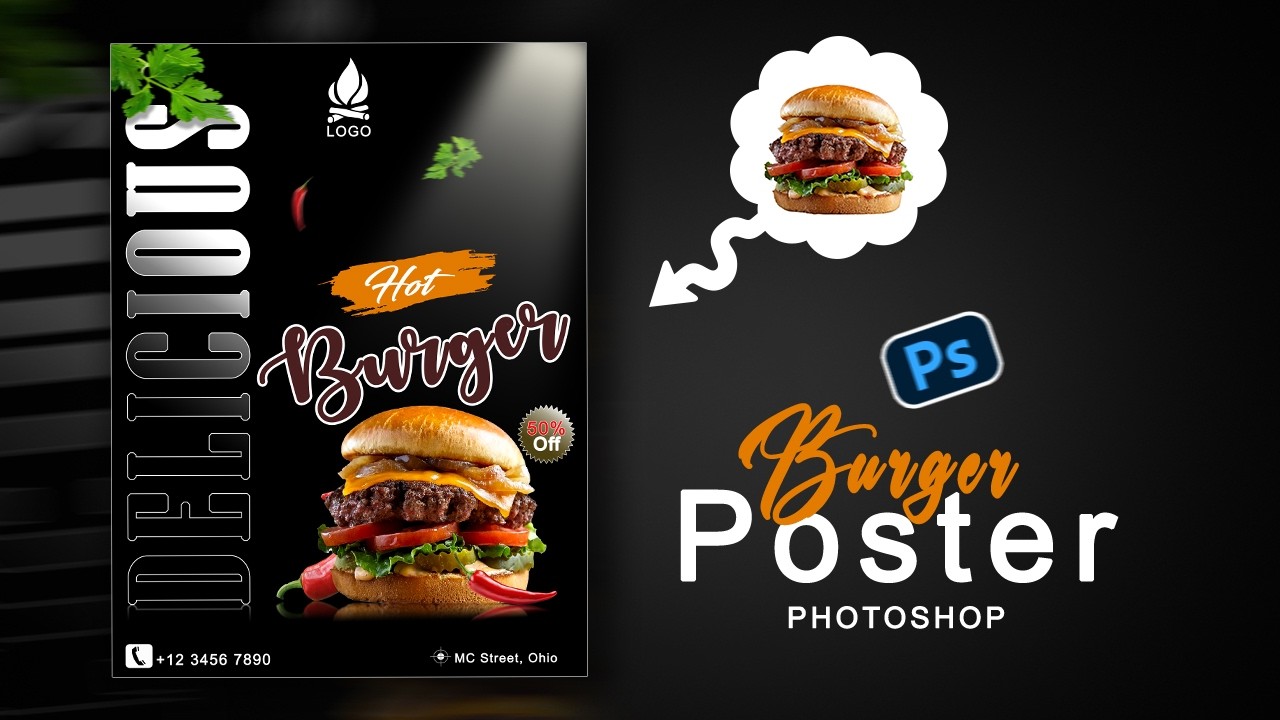 How to design a BURGER POSTER using photoshop || IVAN EDIT