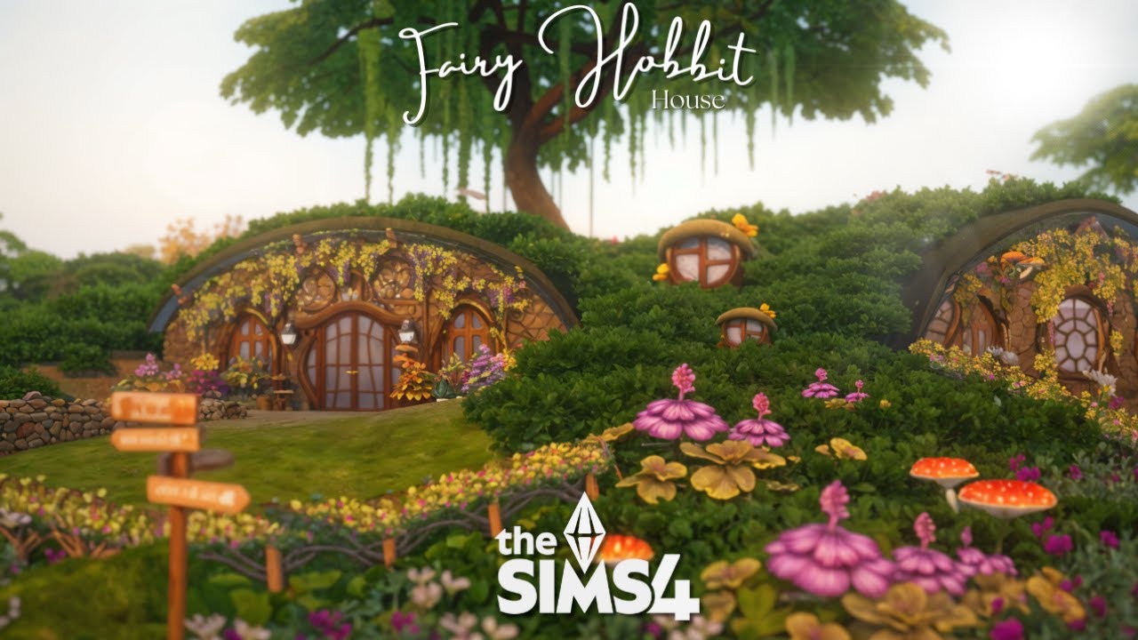 The Sims 4 Enchanted by Nature - Fairy Hobbit House - (ASMR) - Relaxing Speed Build (No CC)