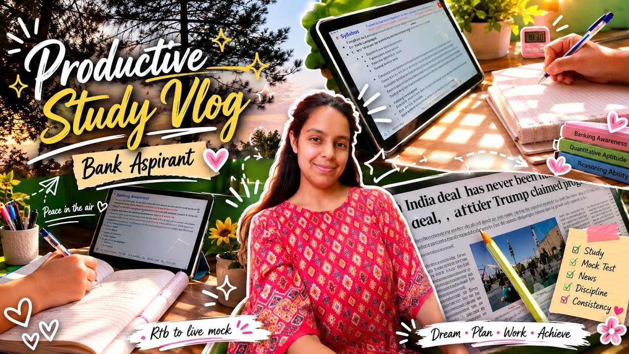 Bank Aspirant Study Vlog (Morning-evening)✨🩷~Trying to be Productive & consistent😮&zwj;💨 ~Rrb po📊