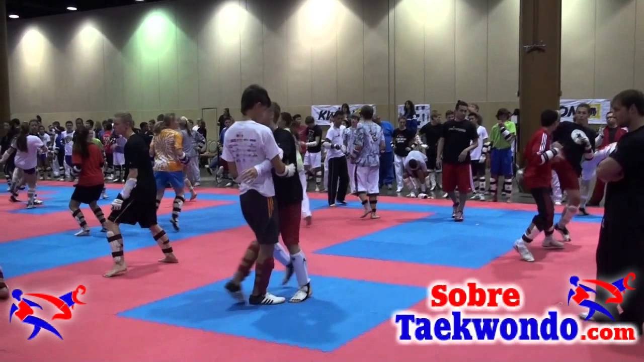 Taekwondo sparring without head and chest gear