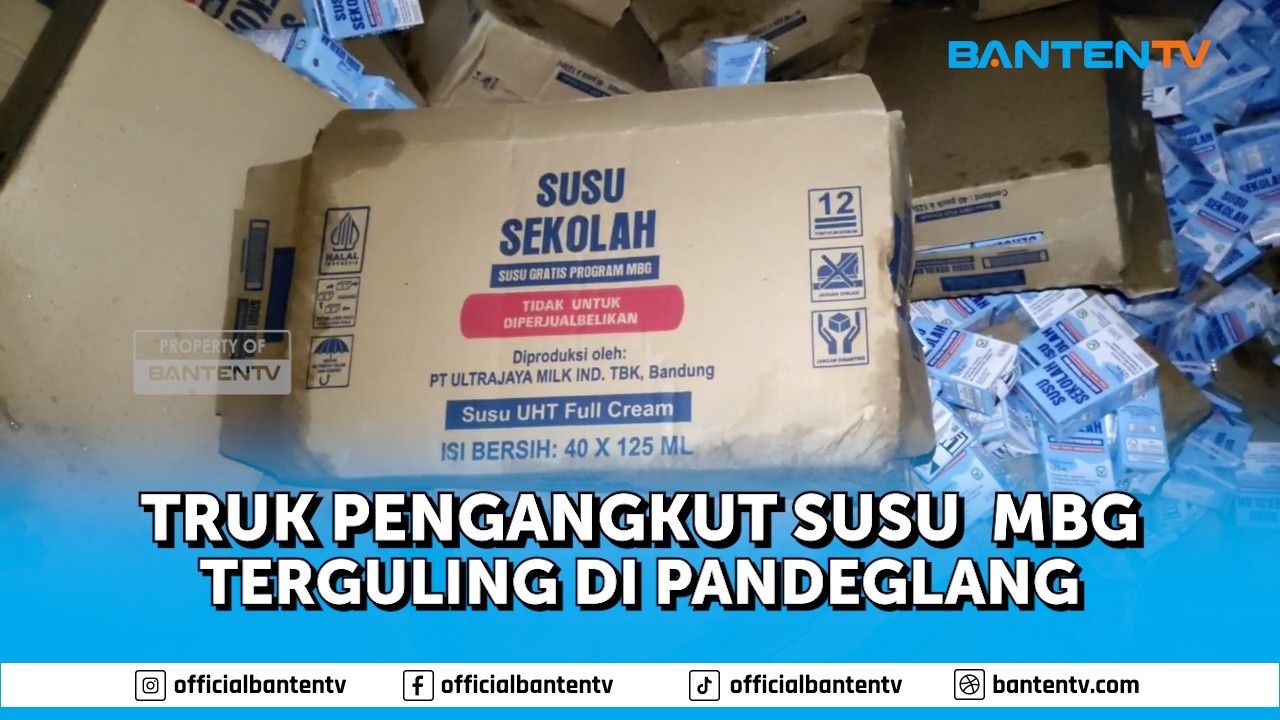 TAK KUAT MENANJAK, TRUK PENGANGKUT SUSU MBG TERGULING