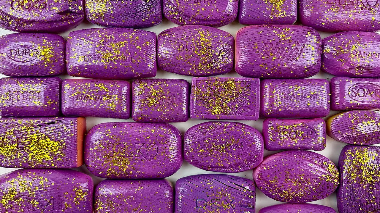 ASMR Cutting colored diamonds soap. Carving soap. Satisfying video.