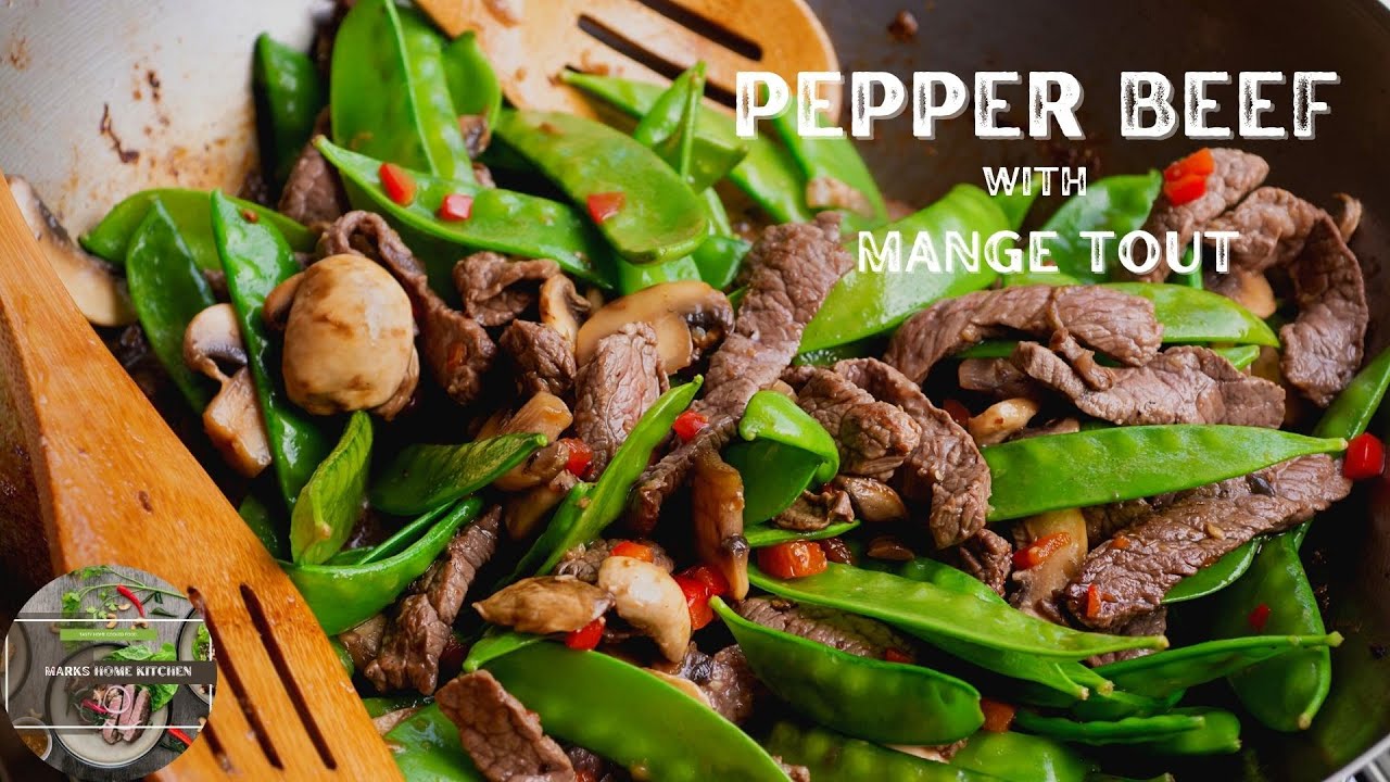 Pepper Beef with Mange Tout/ Stir-fried Pepper beef in 15 minutes