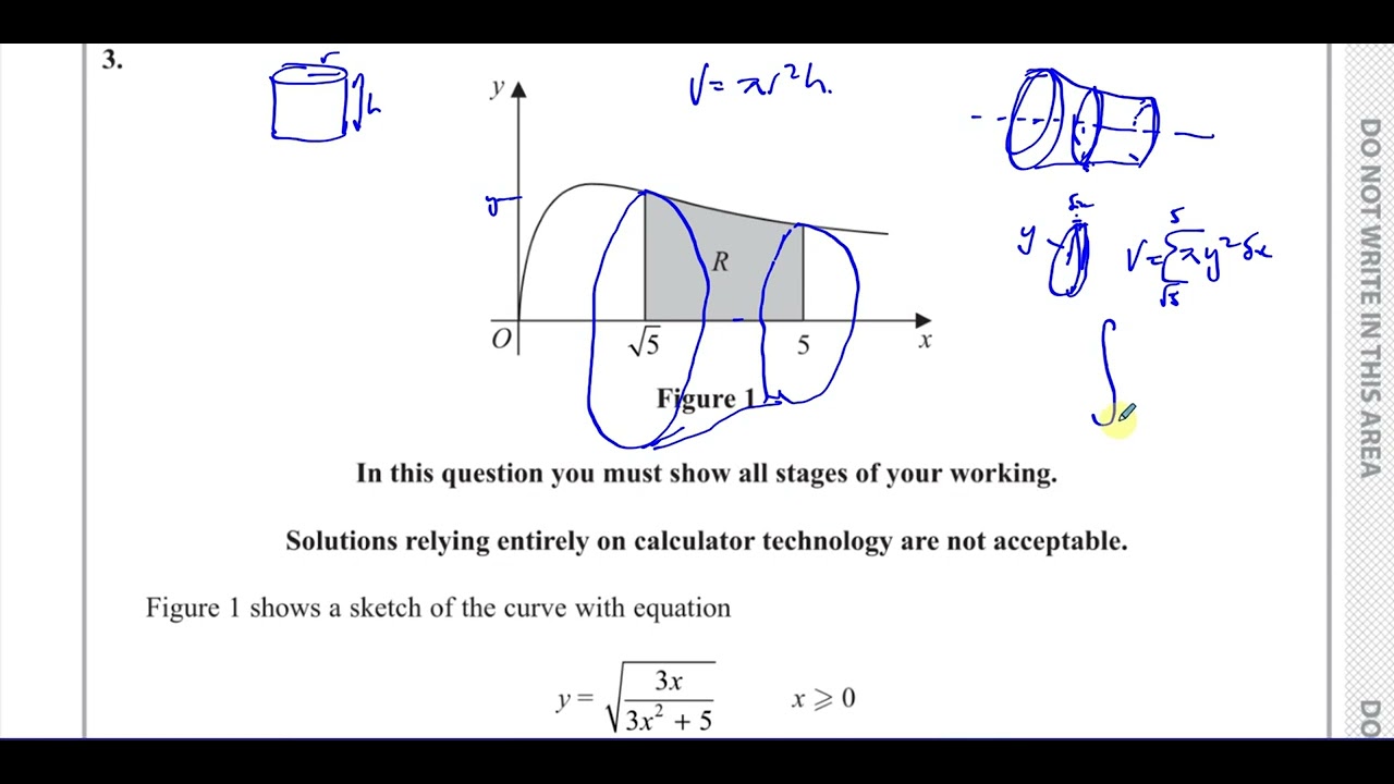 WMA14/01 (Edexcel) IAL P4 January 2023, Q3, Volumes of Revolution   Reversing the Chain Rule