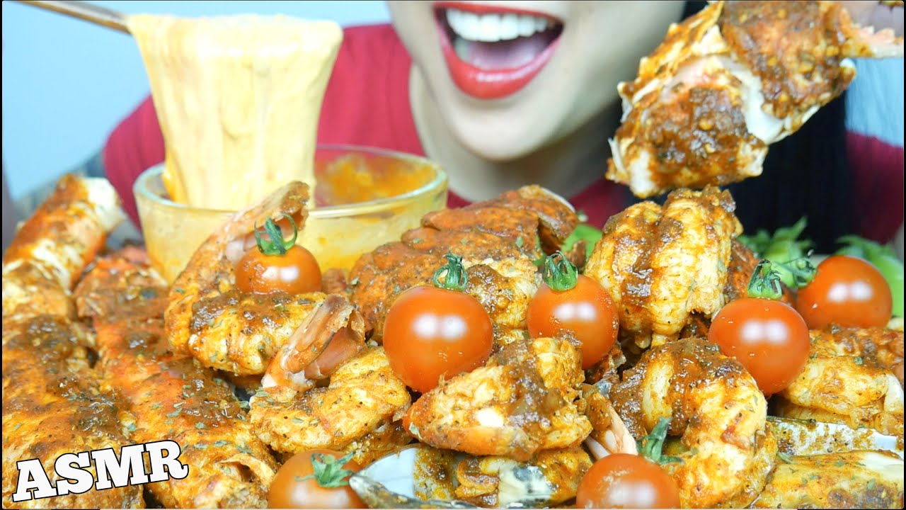 ASMR SEAFOOD BOIL (KING CRAB + LOBSTER + SHRIMP + MUSSEL) FIRE CHEESE SAUCE | NO TALKING | SAS-ASMR