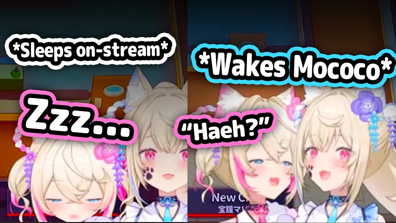 Mococo Falling Asleep On-Stream And Getting Woken Up By Fuwawa Is Too Cute【Hololive】