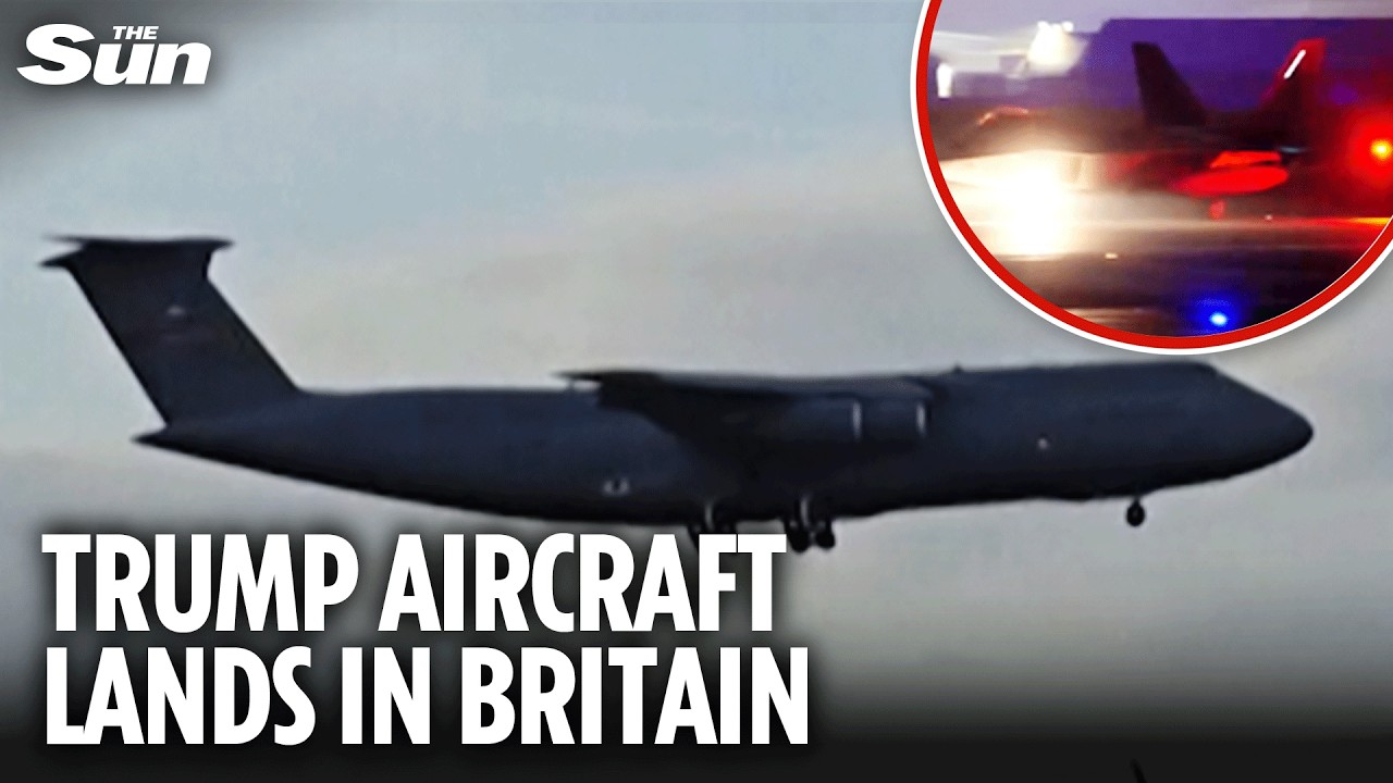 Giant US Air Force ‘Super Galaxy’ touches down at UK base as Trump issues strike warning to Iran