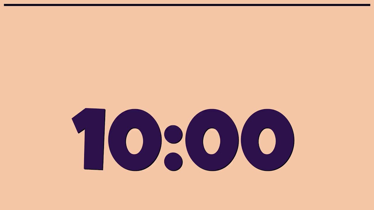 10 Minute Classroom Timer | Apricot Background, Violet Text (Low Distraction)