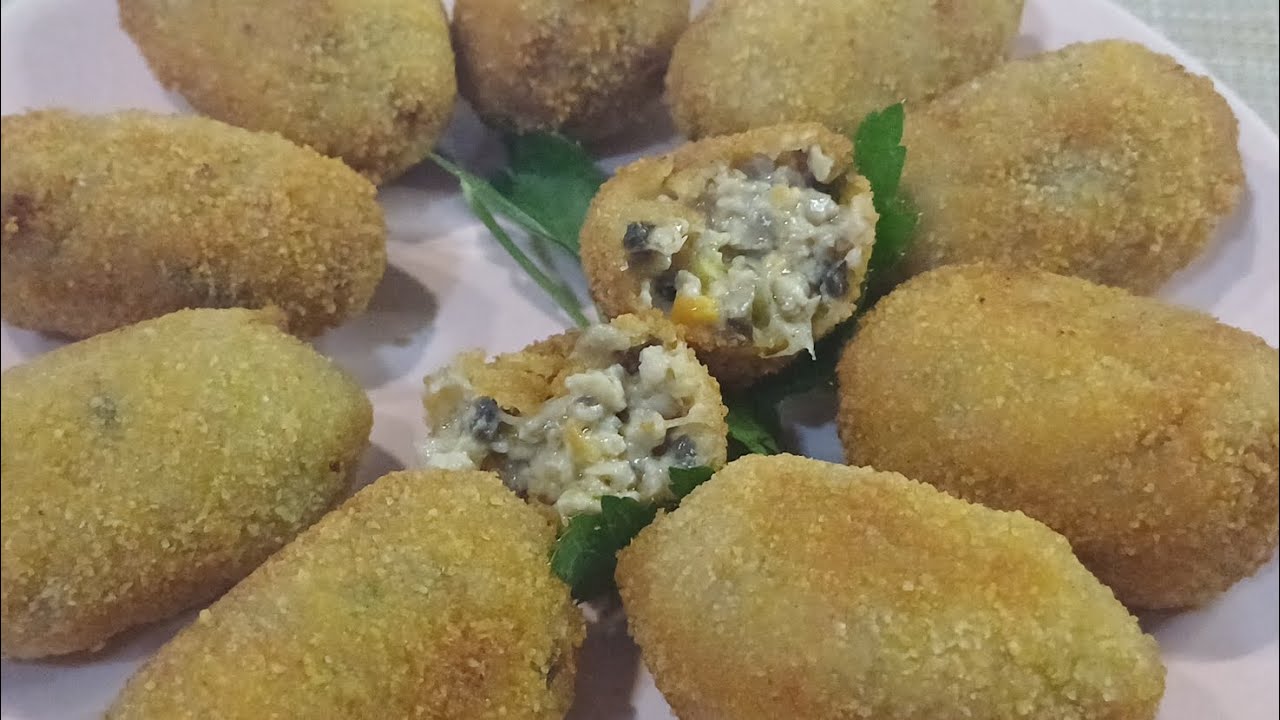 CROQUETAS DE POLLO Y CHAMPIÑONES SIN BECHAMEL
