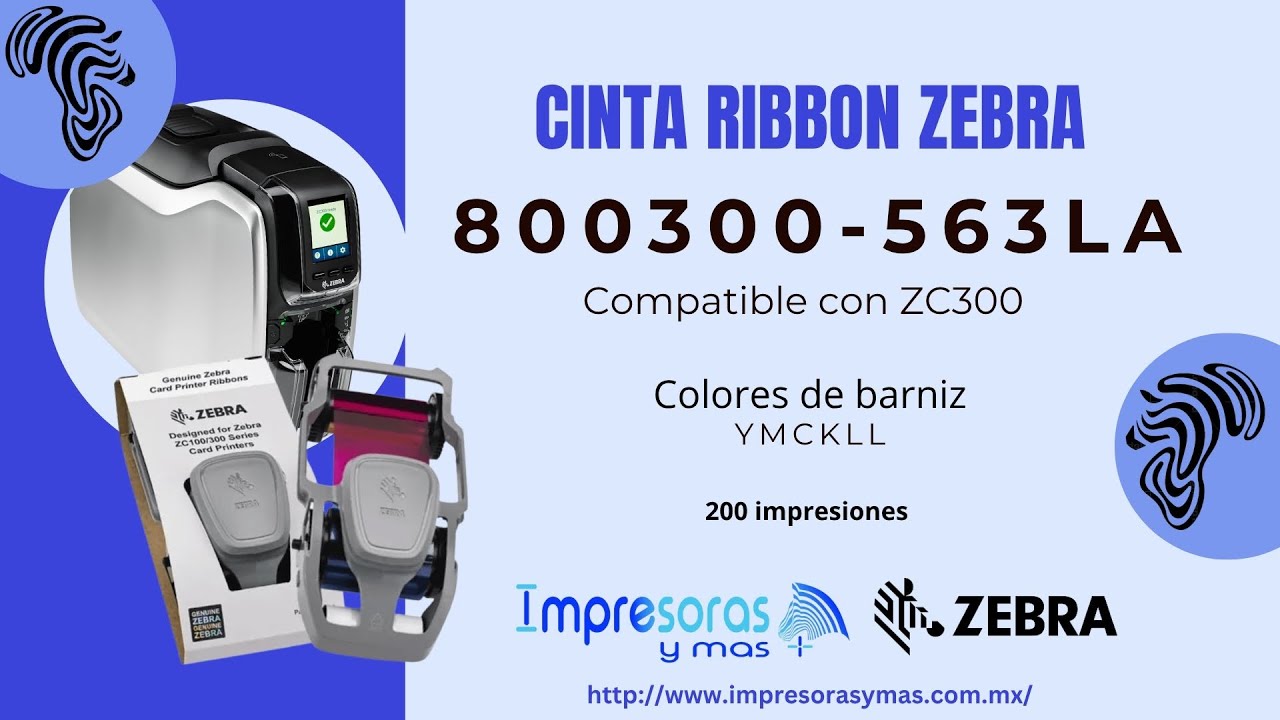CINTA RIBBON ZEBRA 800300-563 PARA IMPRESORA ZC300 TRUE COLORS YMCKLL