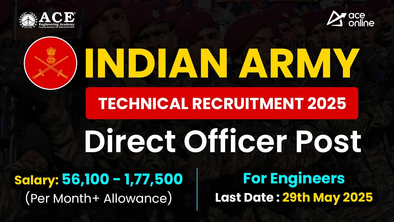 Indian Army Technical Recruitment 2025 | Direct Officer Post for Engineers | Last Date:29th May 2025