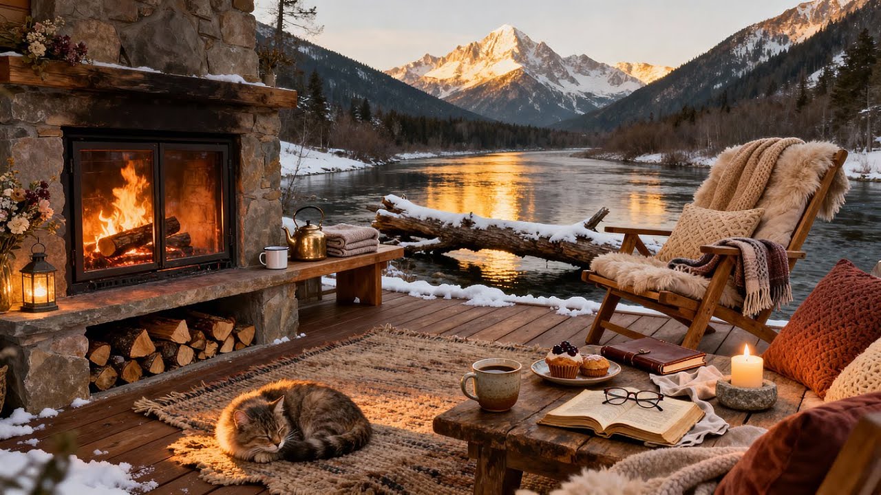 You’re Resting Near the Fire ❄️ Calm Winter River Flow