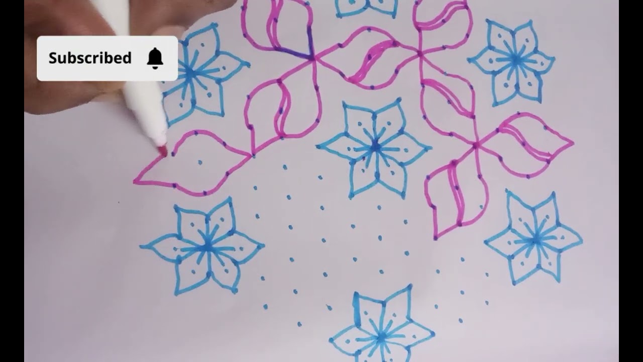 🌺 Creative Flower Kolam for Festivals | Trending Design”🌺#kolam #rangoli #muggu 