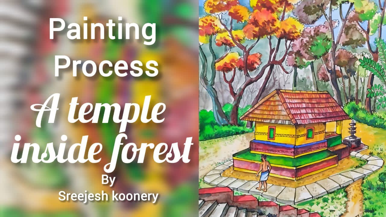 forest temple painting 🎨🎨🖌️ #art #landscaping #drawing