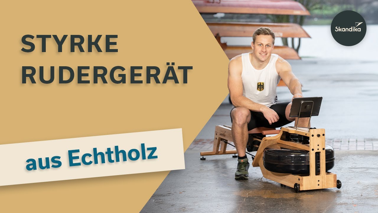 Skandika Styrke Wasserrudergerät | Holzrudergerät aus Echtholz mit regulierbarem Widerstand