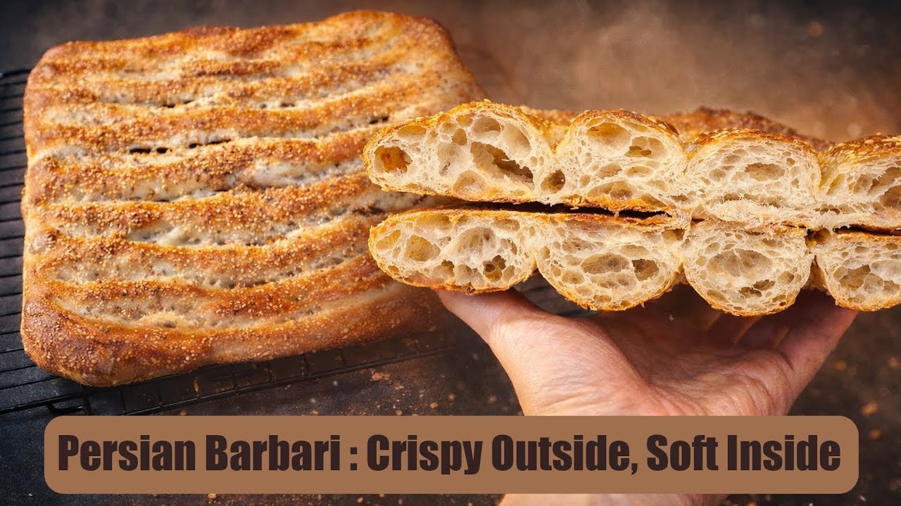 Authentic Persian Barbari Bread Recipe | High Hydration Bakery-Style Flatbread with Crispy Crust