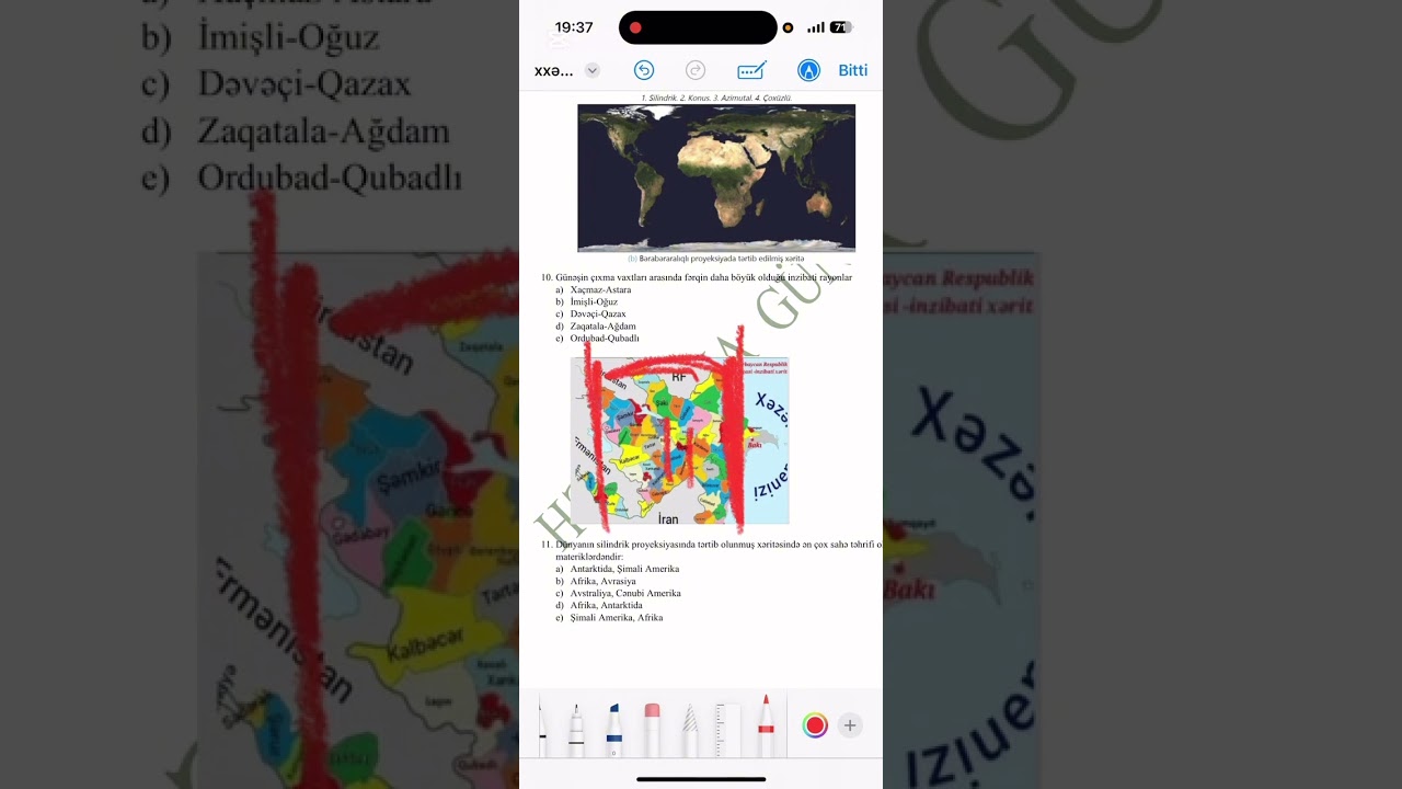 Xəritə,, qlobus test