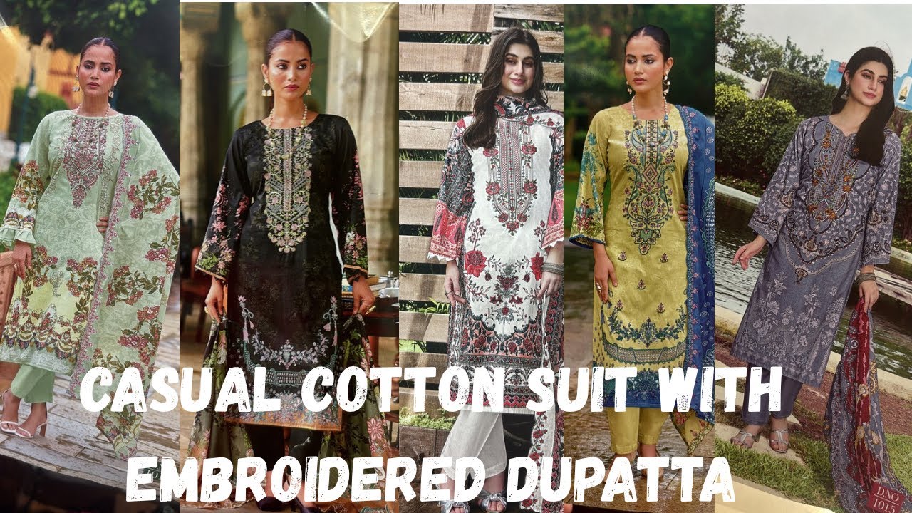 Casual cotton suits with embroidered dupatta ghar baithe 1250 mein mangwaye shipping ek dum free😍🥰