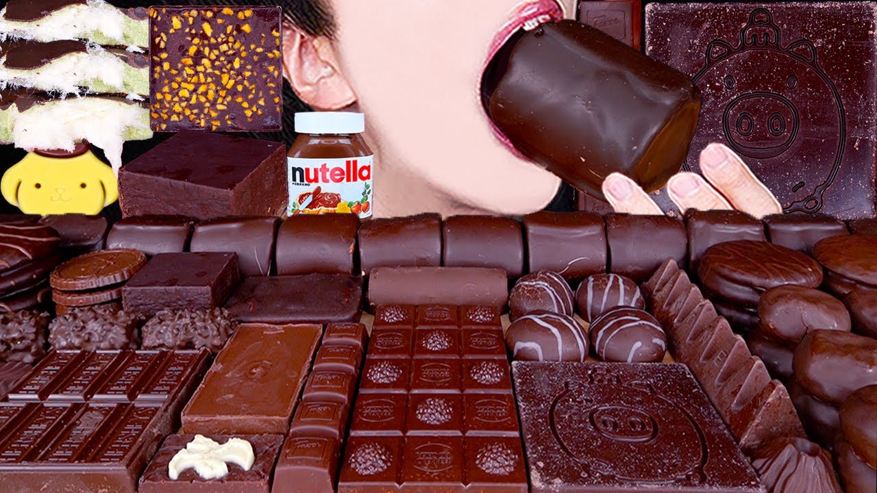 ASMR FERRERO ROCHER CHOCOLATE CAKE ICE CREAM NUTELLA DESSERT MUKBANG 초콜릿 먹방 チョコレート 咀嚼音 EATING SOUNDS