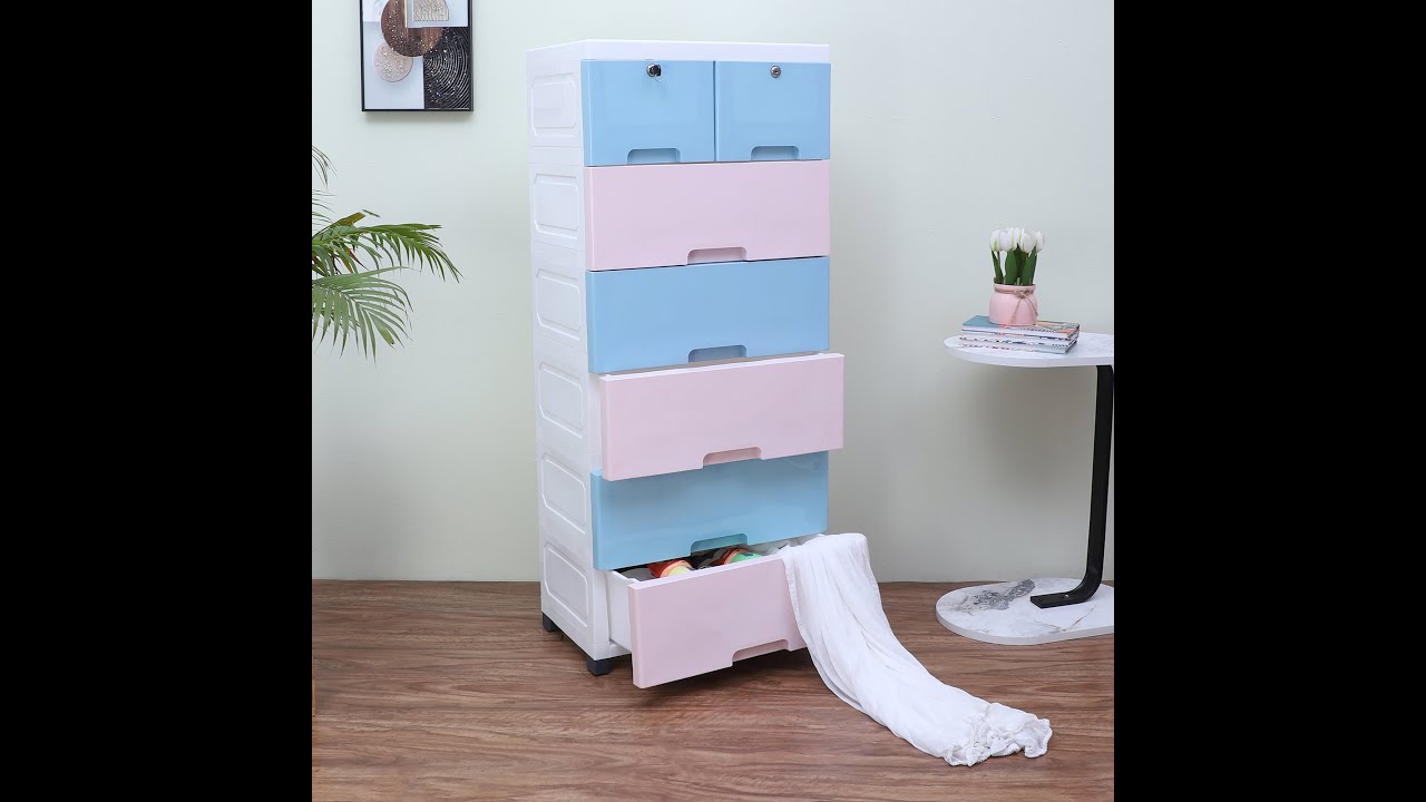 The Tickle Toe Plastic Chest of Drawer For Kids With 7 Drawers | L51xW33xH121Cm | T3-CD0612P3B3-N