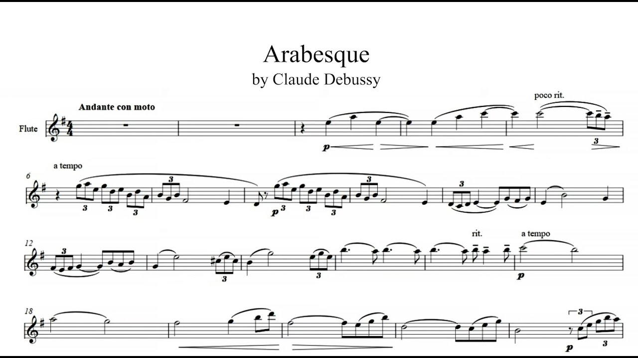 Arabesque No  1 by Claude Debussy - flute play-along