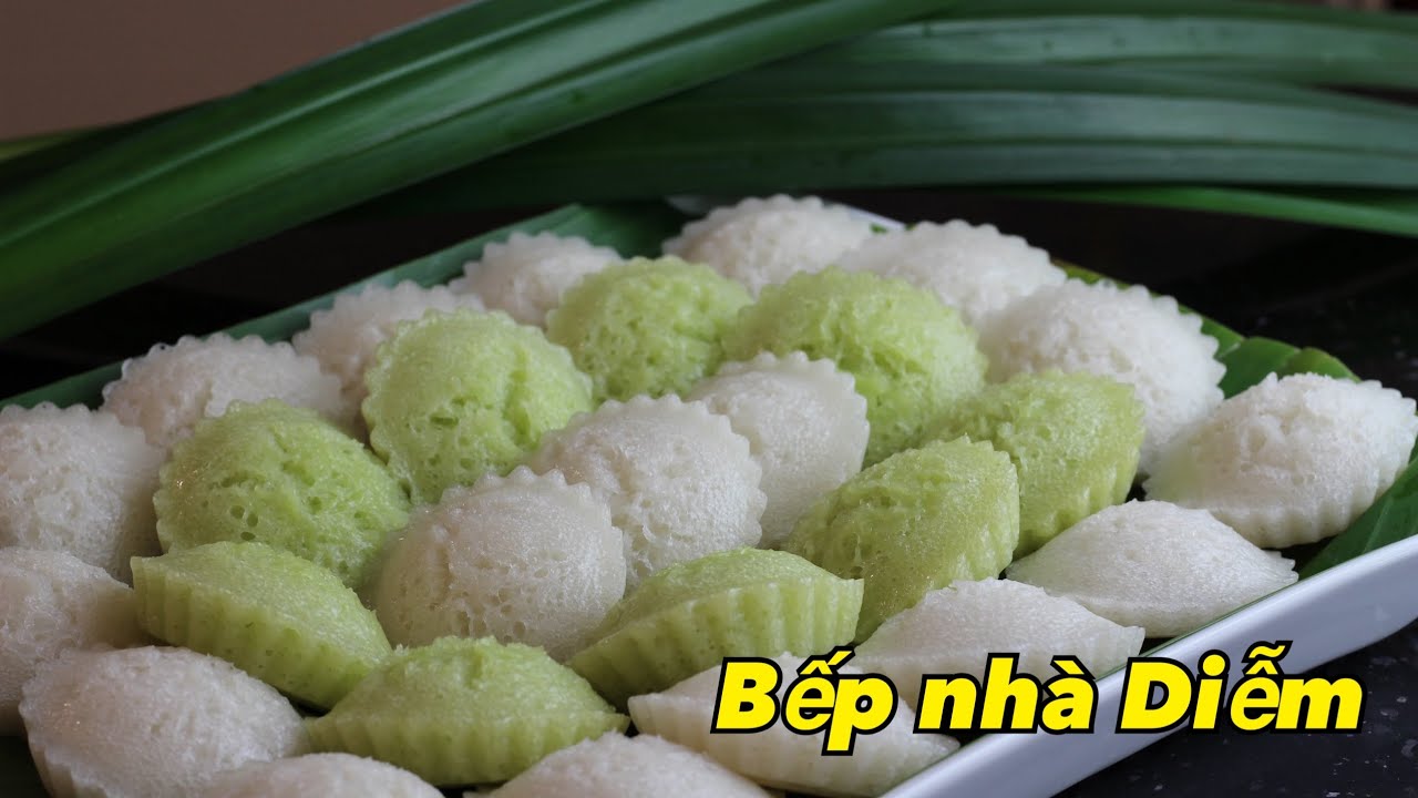 Bánh bò hấp rễ tre - Vietnamese rice steamed cake | Bếp Nhà Diễm |