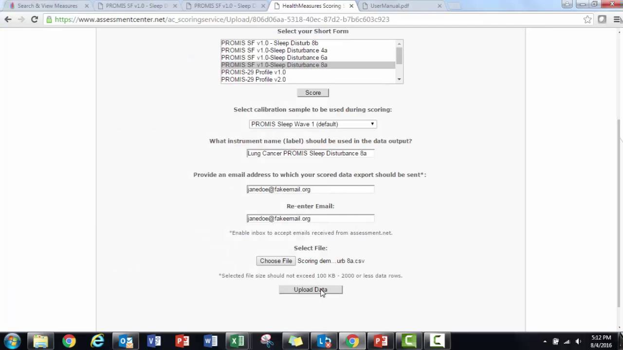 HealthMeasures Scoring Service - Brief Instructions