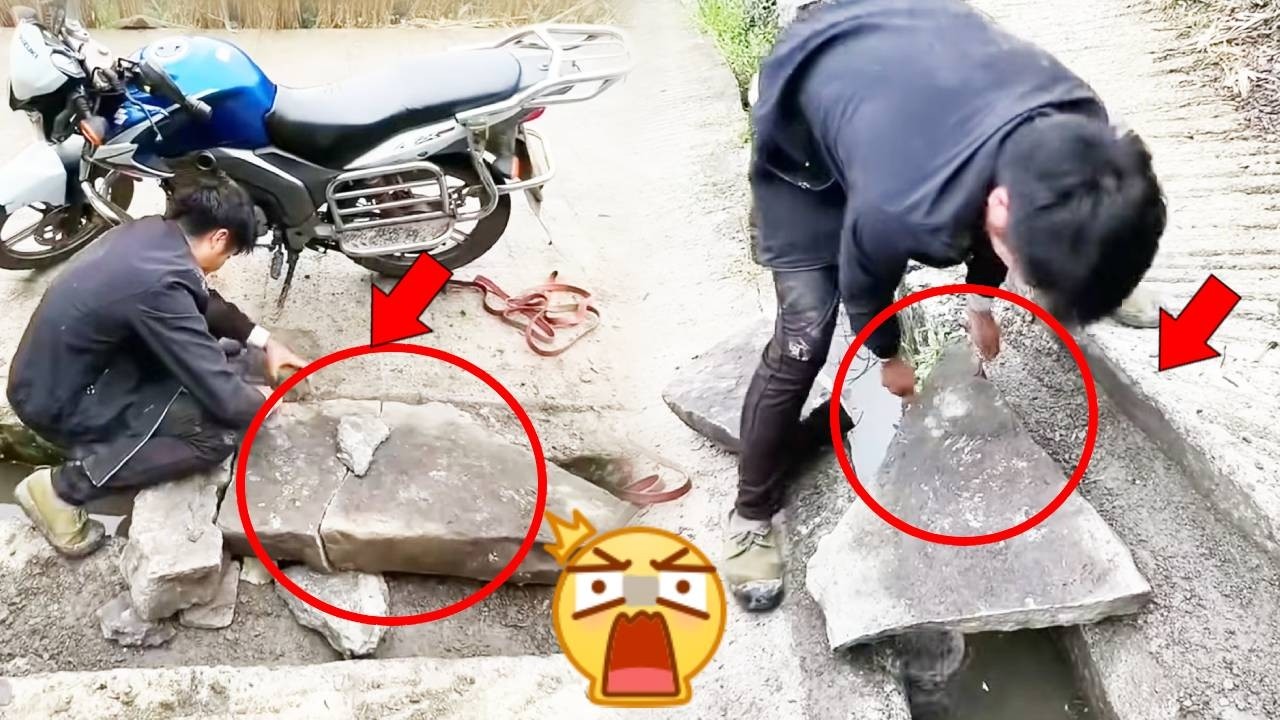 The driver rode his motorcycle for 10,000 kilometers to transport huge stones to repair the road.