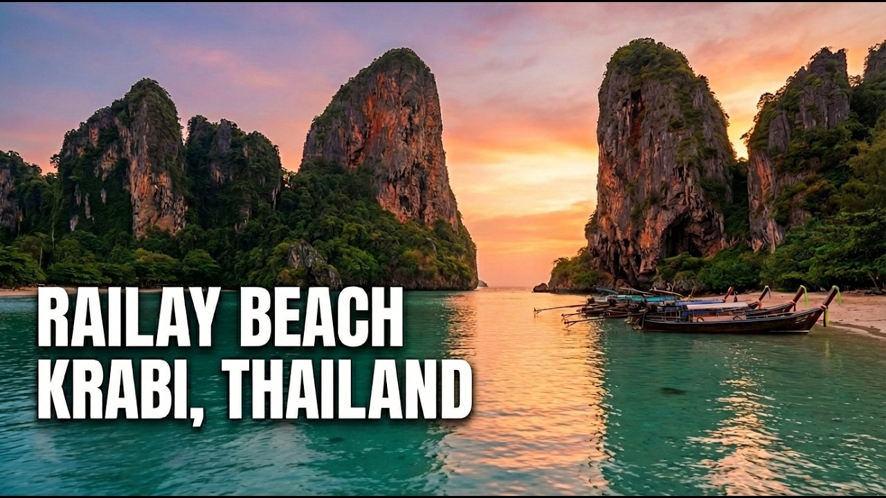Railay Beach Krabi | Sunrise, Phranang Cave & Night Walk 4K Thailand