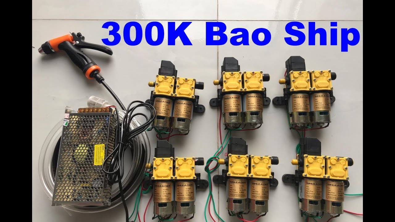máy bơm 12V - máy rửa xe , xịt thuốc , phun sương [ máy bơm tăng áp 12V ]