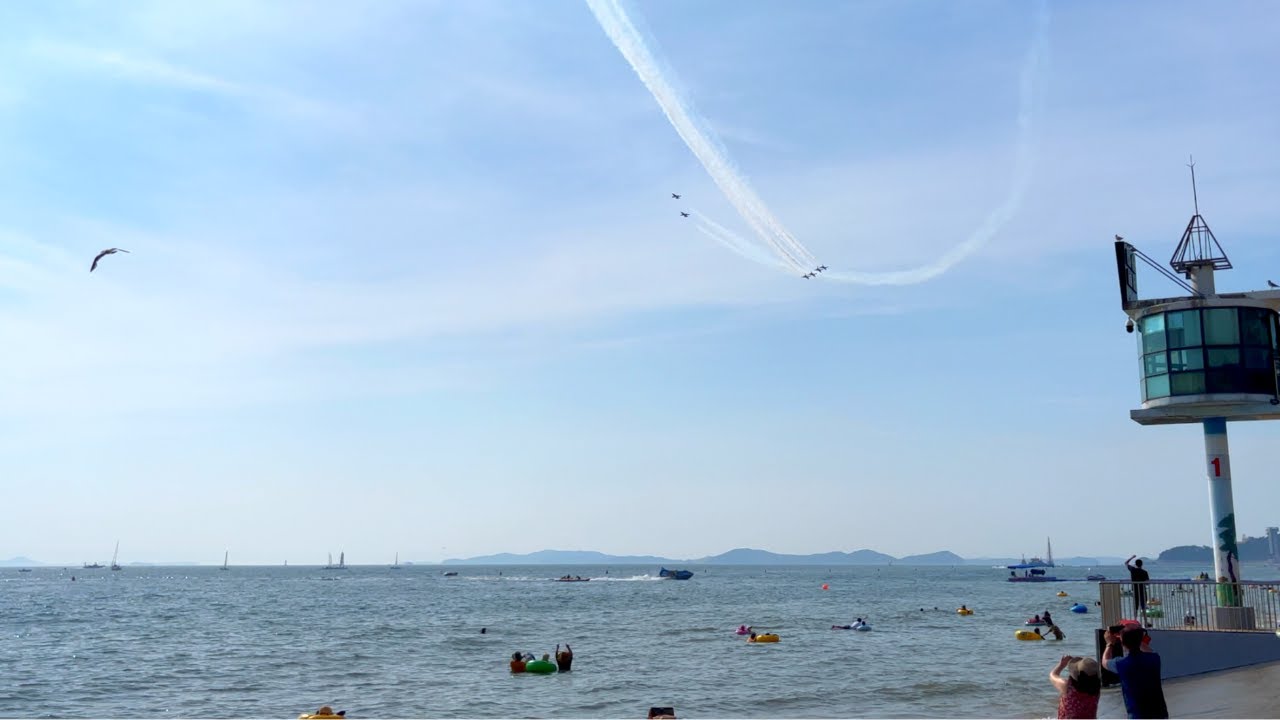 [4k] Mud beach & Air Show  보령 머드 축제 블랙 이글스 에어쇼  Black eagles slow walking Korea