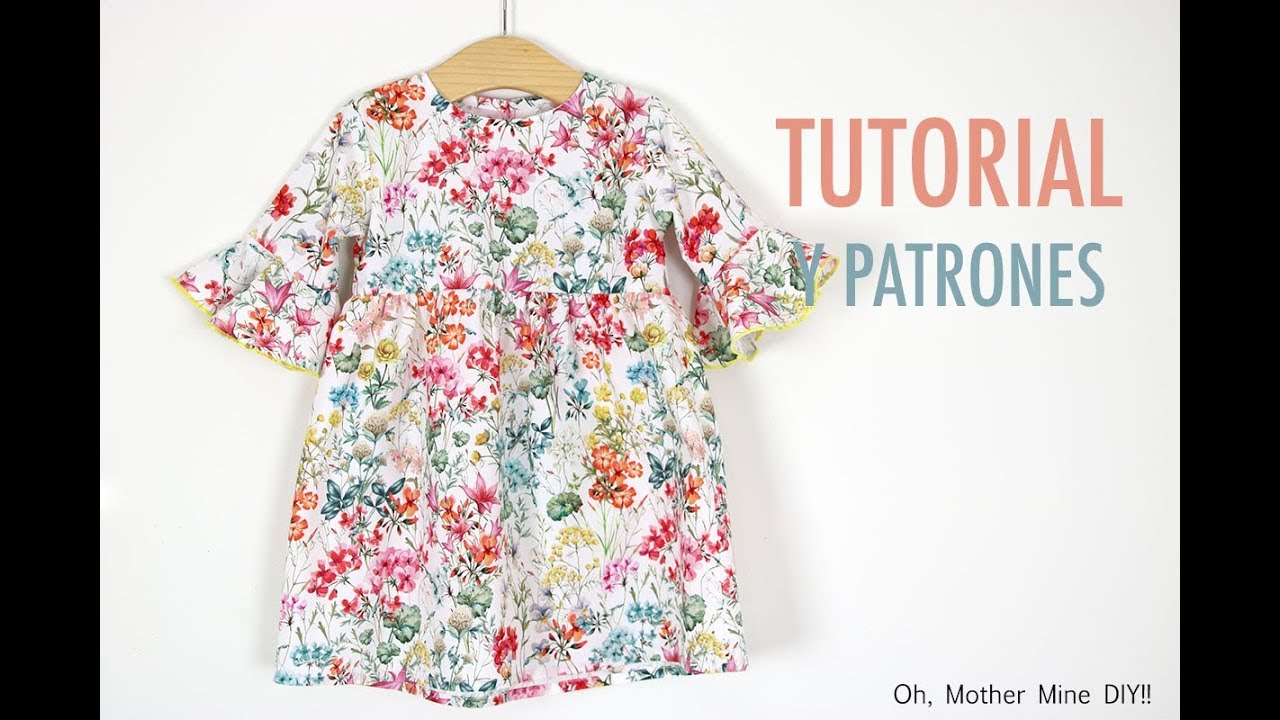 Patrones vestido manga volante para niña (gratis hasta talla 9 años)