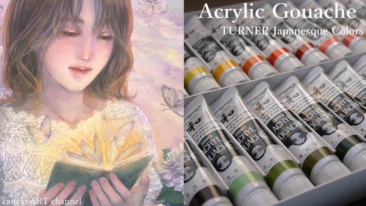 【画材レビュー】ターナーアクリルガッシュ-ジャパネスクカラー🎨| Review & How to use | TURNER Acrylic gouache - Japanesque color