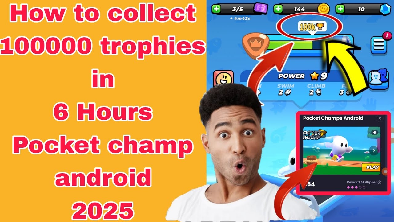 How to collect 100000 trophies Pocket champ android game 2025